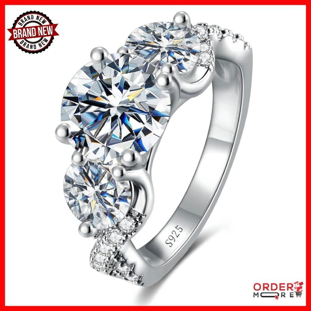 4.6CT Moissanite Engagement Ring 925 Sterling Silver Wedding Band Size 8
